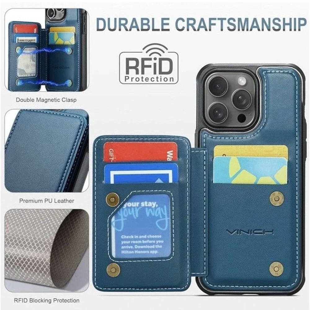 Vinich for iPhone 14 Pro Wallet Case with Card Holder, RFID Blocking